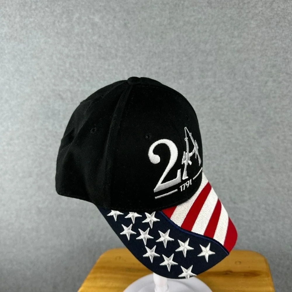 2A 1791 Patriotic American‎ Flag Gun Rights Embroidered Baseball Cap Black